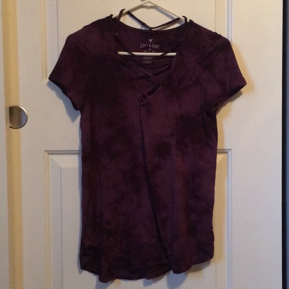 dark purple lace up tee
